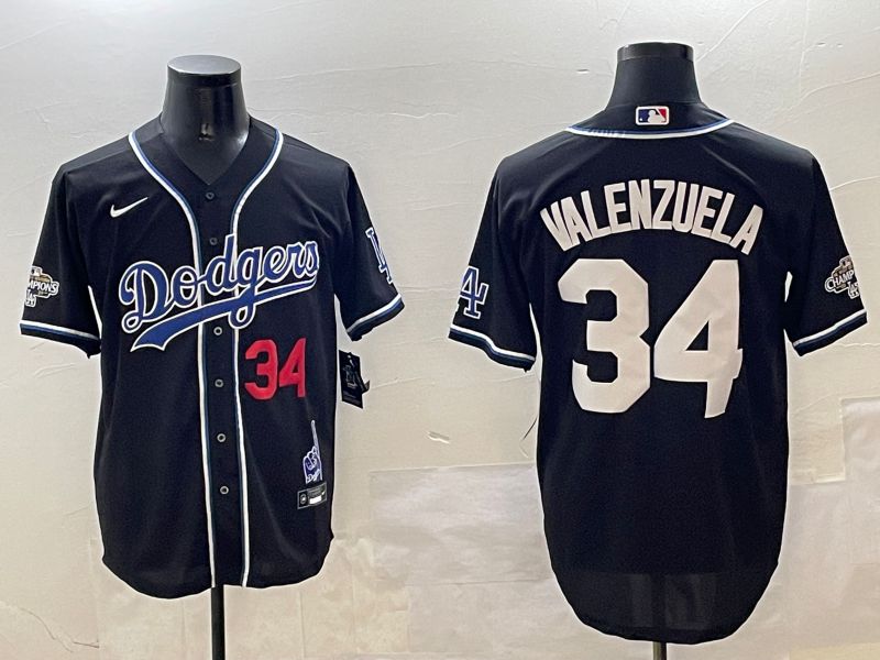 Men Los Angeles Dodgers #34 Valenzuela Black Fashion Game 2025 Nike MLB Jersey style 3065->los angeles dodgers->MLB Jersey